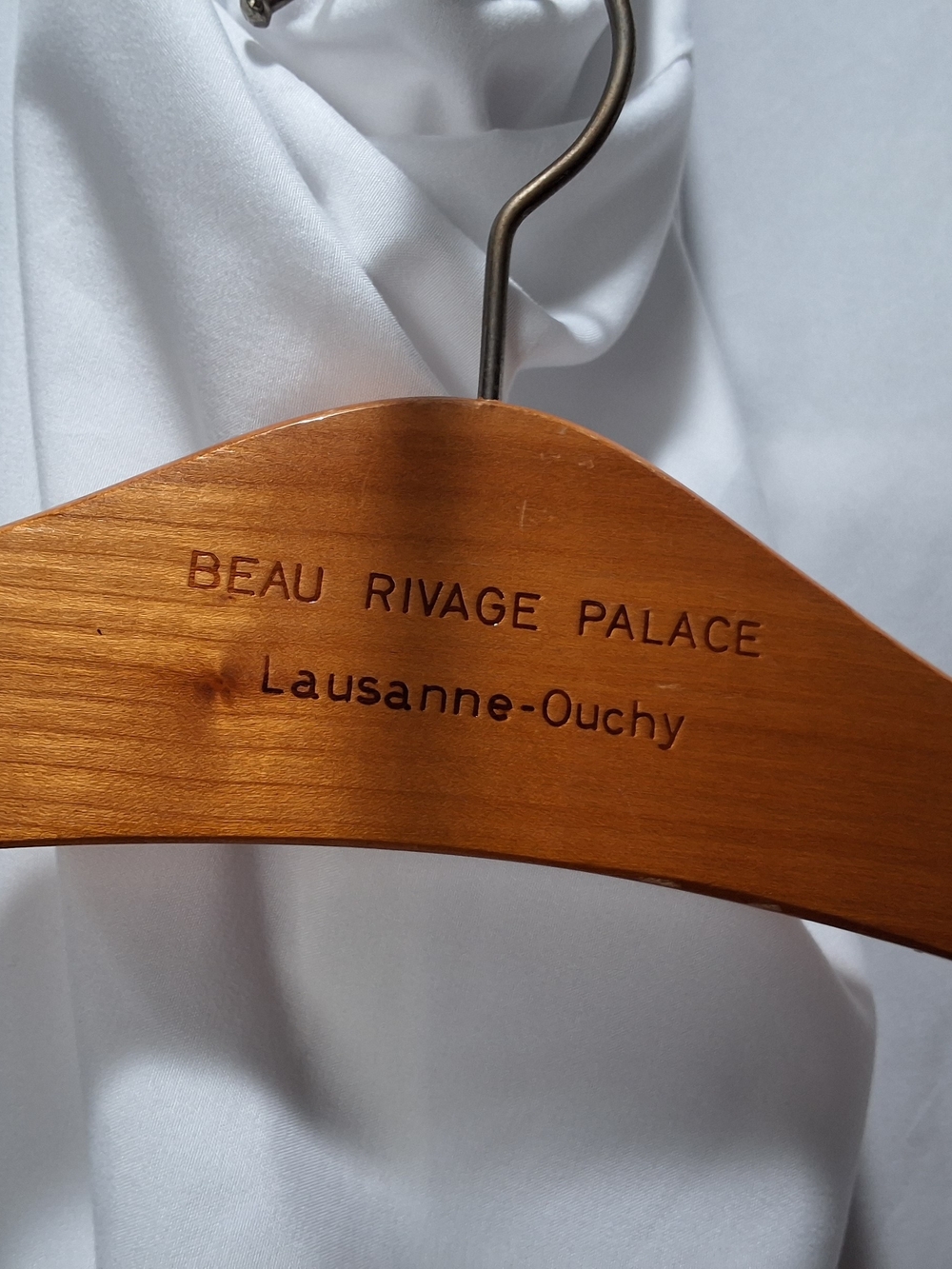 Vintage Beau-Rivage Palace Lausanne-Ouchy Wooden Suit Hanger -Swiss Luxury Hotel